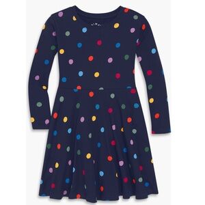 Nordstrom Primary Little Girls Navy Confetti Dot Long Sleeve Dress